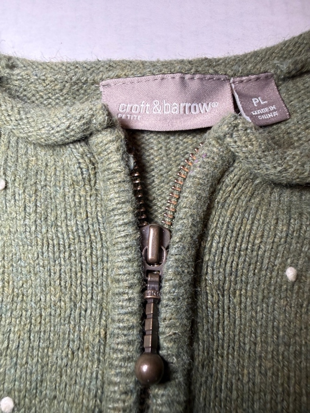 Croft & Barrow Christmas Zip-Up Cardigan Jacket Size Petite Large - Picture 6 of 9